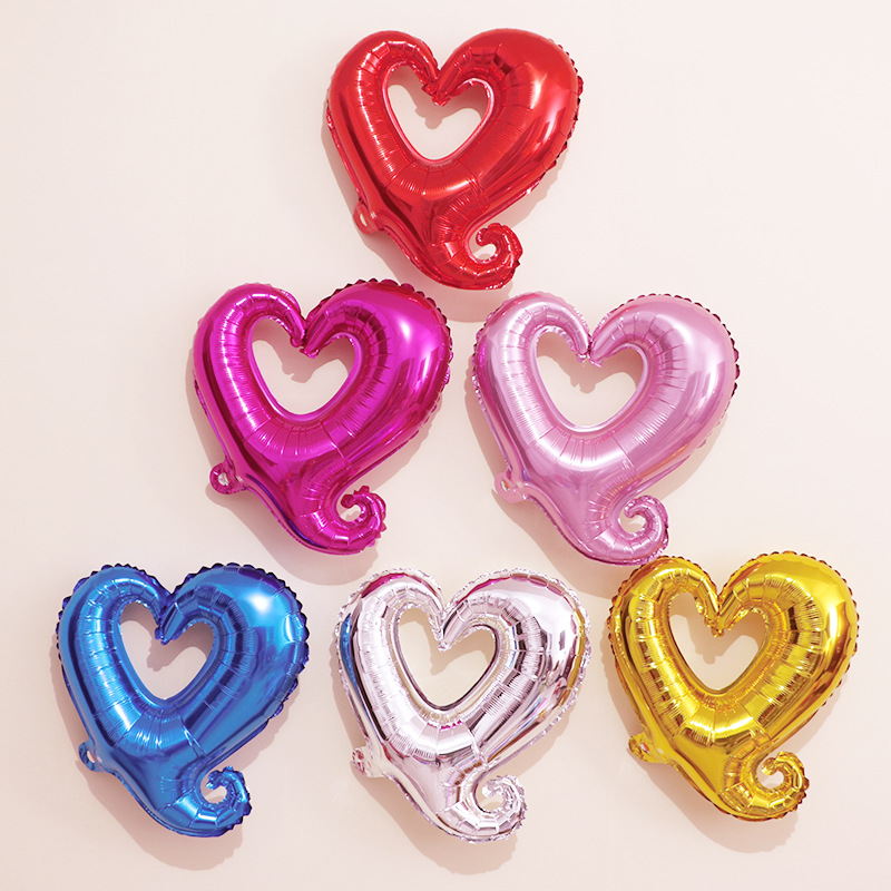 Bong Bóng Hình Trái Tim Trang Trí Tình Yêu Love Valentine Lễ Cưới Kiểu Tim Móc Rỗng Tráng Nhôm