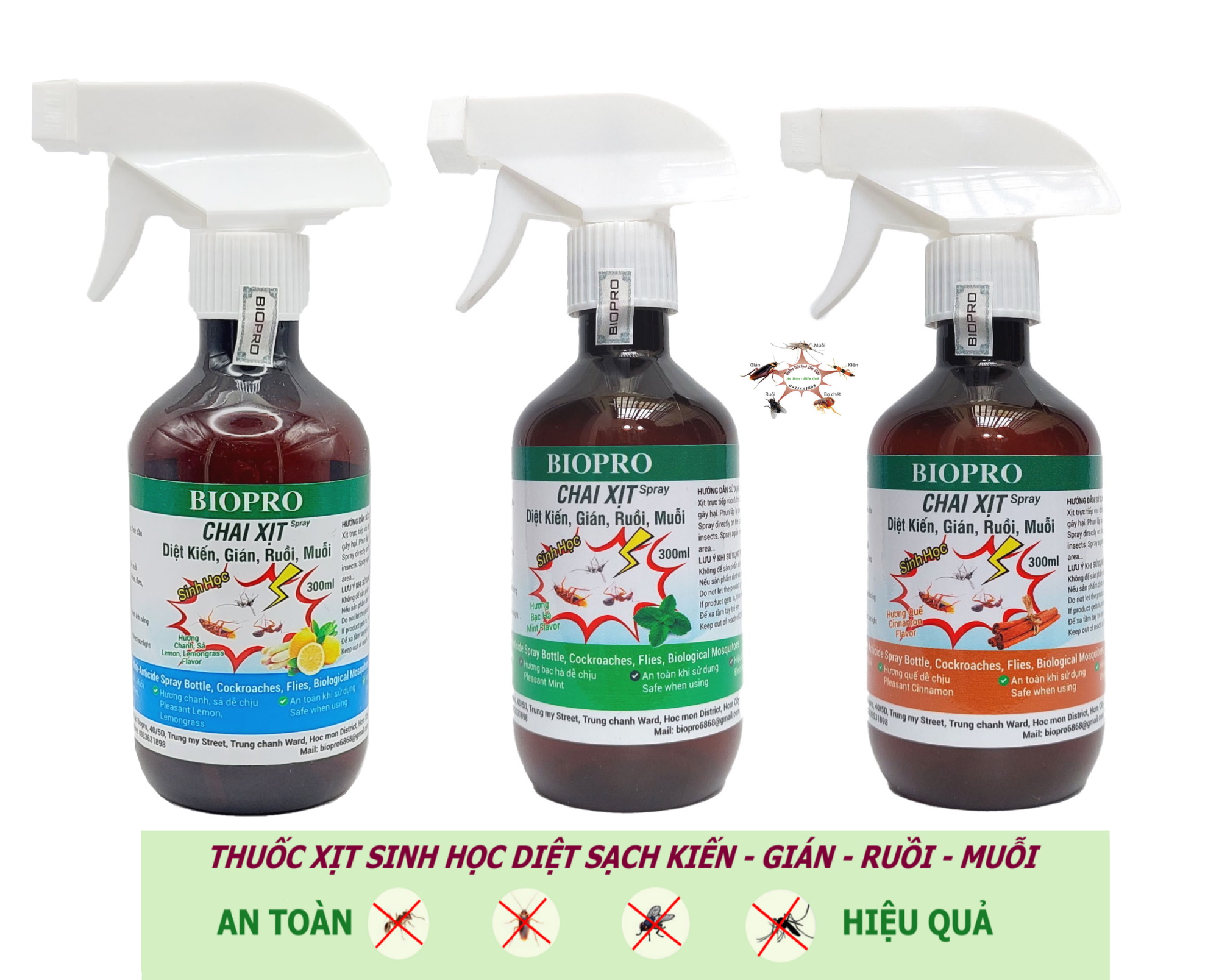 Chai dạng xịt 300ml. Thuốc Diệt kiến Diệt gián Diệt ruồi Diệt muỗi Sinh học Biopro an toàn hiệu quả Nhiều hương lựa chọn