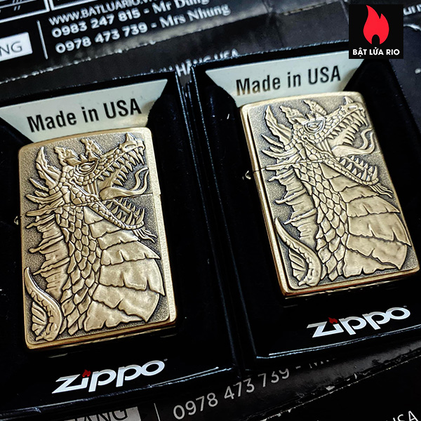 Bật Lửa Zippo 49297 – Zippo Dragon Emblem Brushed Brass