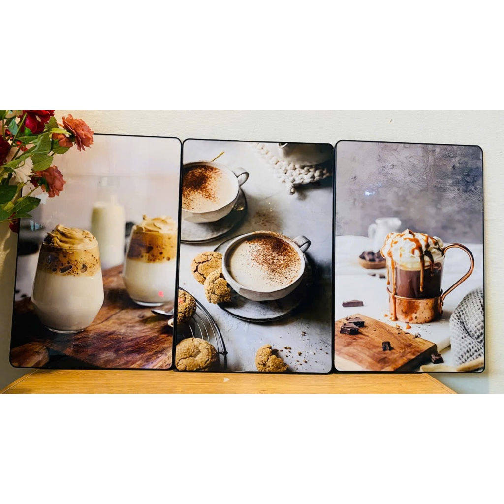 (CÓ ẢNH THẬT)Tranh treo tường trang trí decor quán cà phê 25 tranh có khung tặng kèm đinh treo