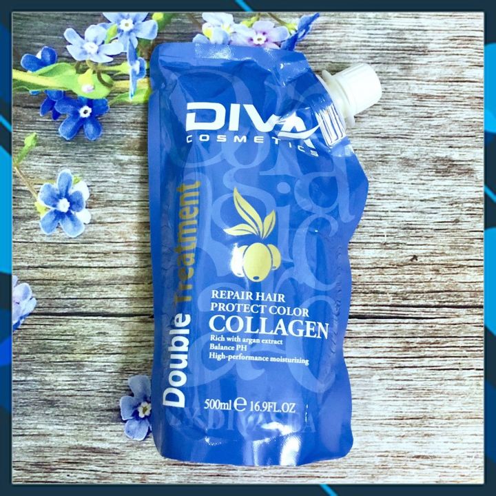 Kem ủ tóc siêu mượt Collagen DIVA Cosmetics Double Treatment 500ml