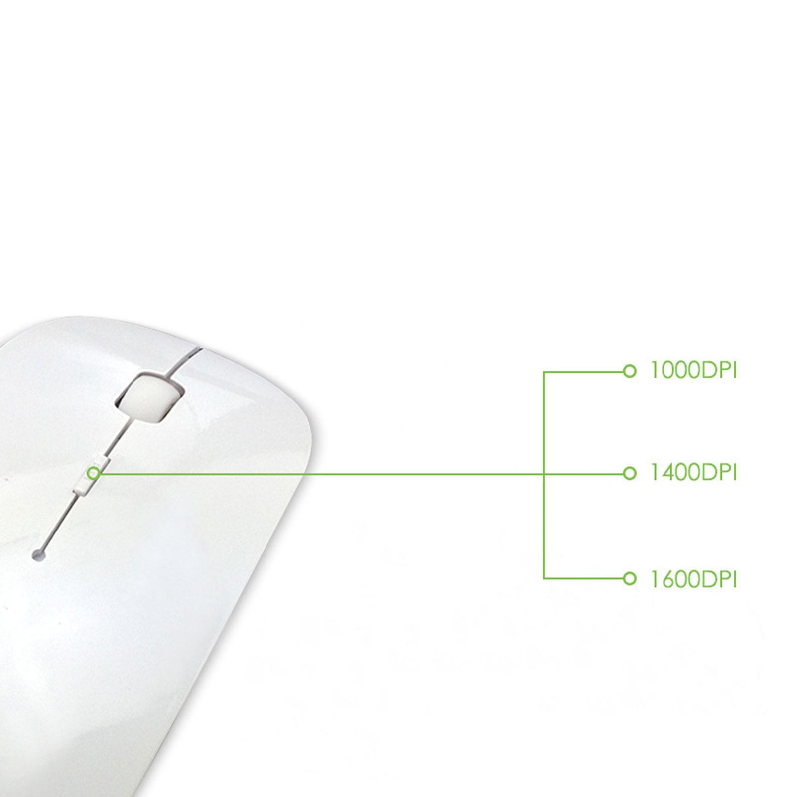 Portable 2.4G Wireless Mouse Mute Click for Computer Desktop Notebook White