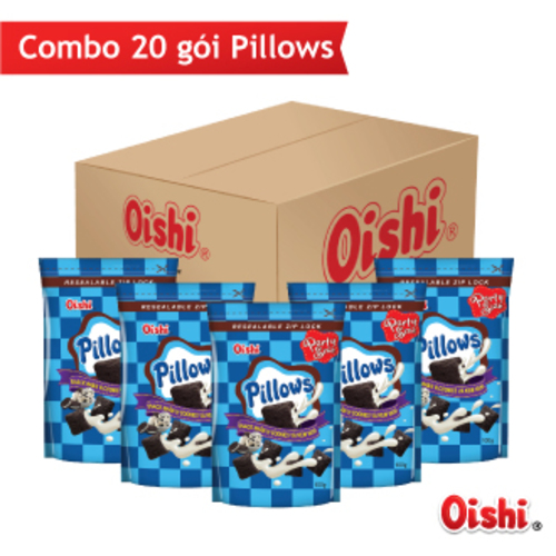 Combo 20 Gói Oishi Pillows - Snack Nhân Vị Cookies &amp; Kem Vani - 100g/gói