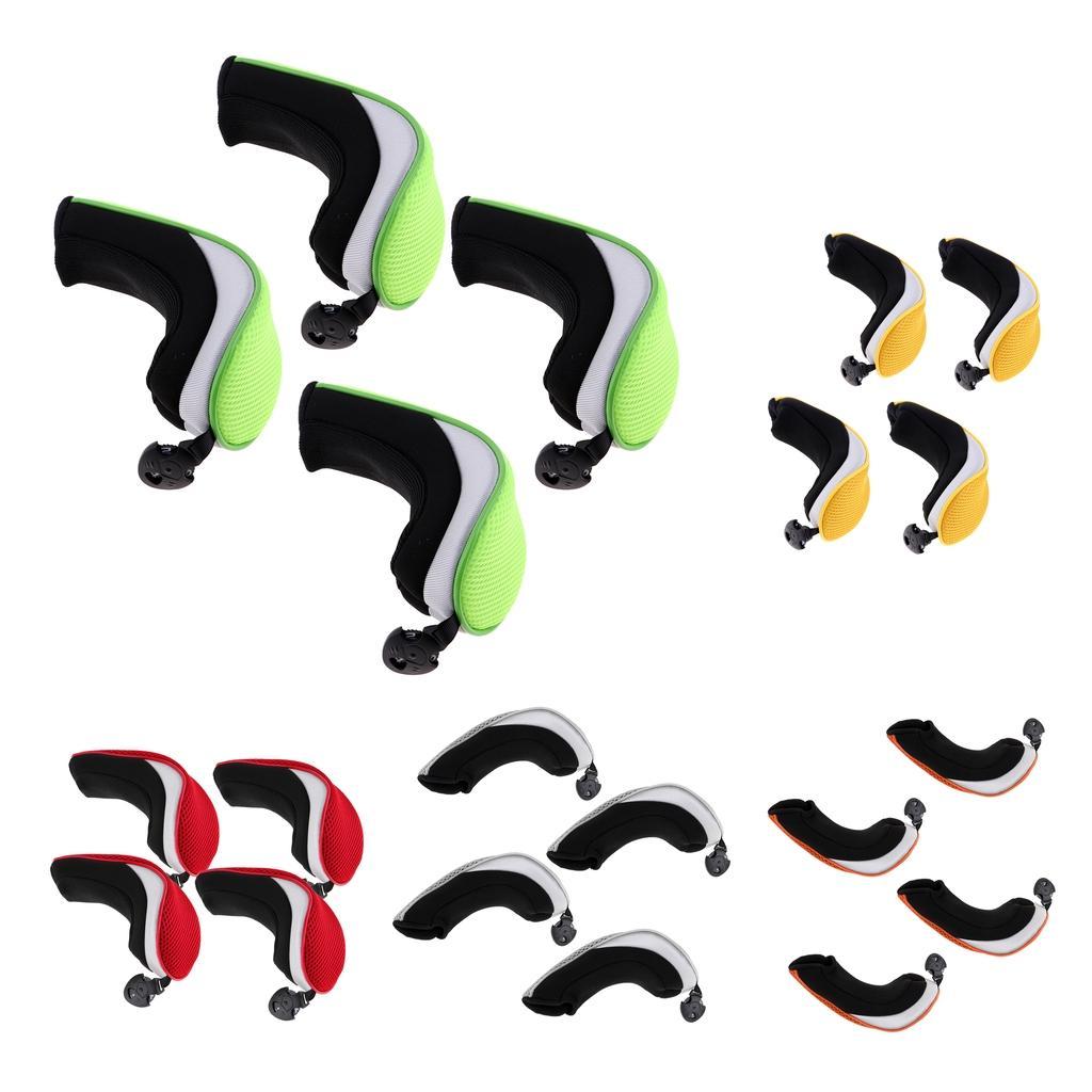 4Pcs/Set Mesh Golf Club Head Cover Hybrid UT Headcover with Number Tag Replacement