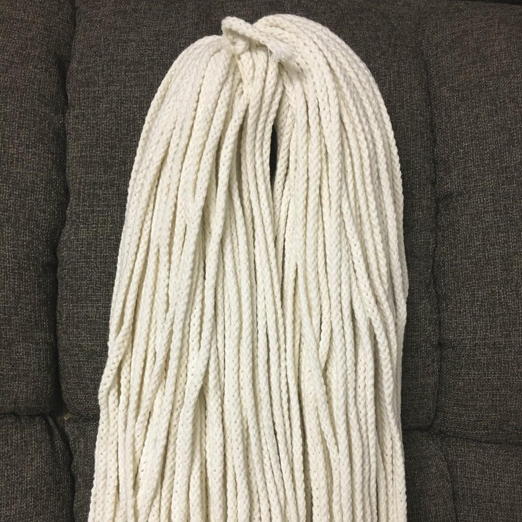 1kg dây macrame dệt 5mm cotton 100% dạng mắt na, màu ngà đan thắt túi xách