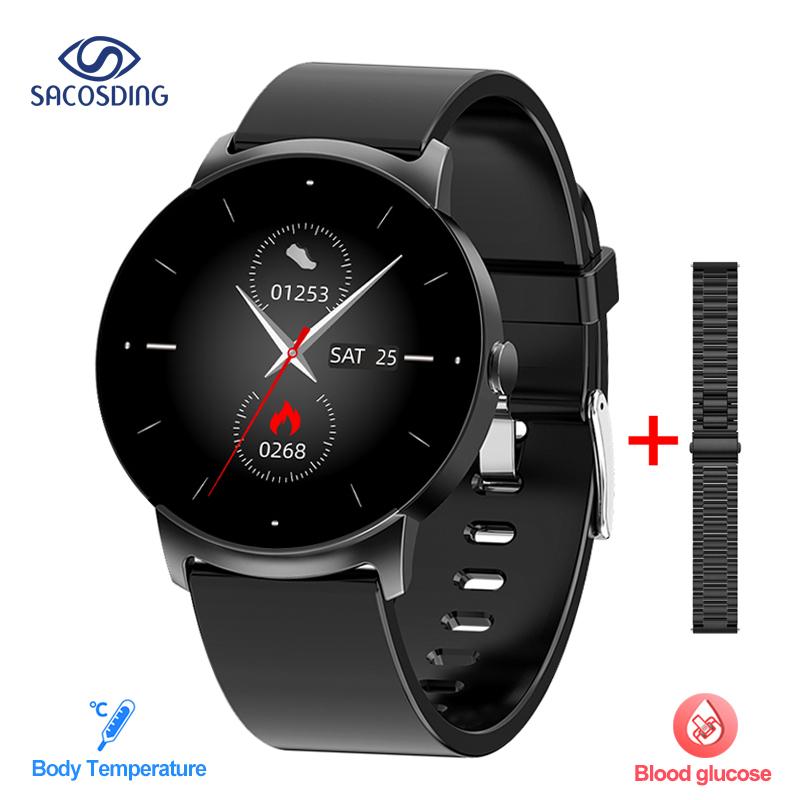 2023New NFC Đồng hồ thông minh Glucose Glucose Nhịp huyết áp huyết áp Oxygen Giám sát smartwatch Waterproof Watches nam
