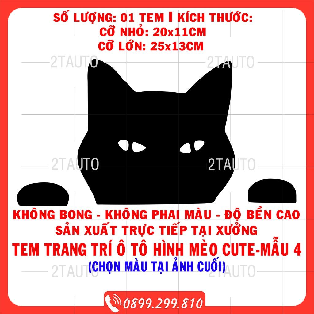 Tem decal HÌNH CON MÈO dán xe nhiều kích thước, chống thấm nước, logo CHÚ MÈO dán trang trí ô tô xe hơi - MẪU 4