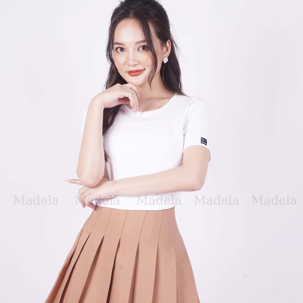 Áo croptop tay ngắn nữ ôm body Madela cổ tròn, chất liệu cotton mềm mịn thoải mái , kiểu dáng basic trẻ trung, năng động  - ACTN03