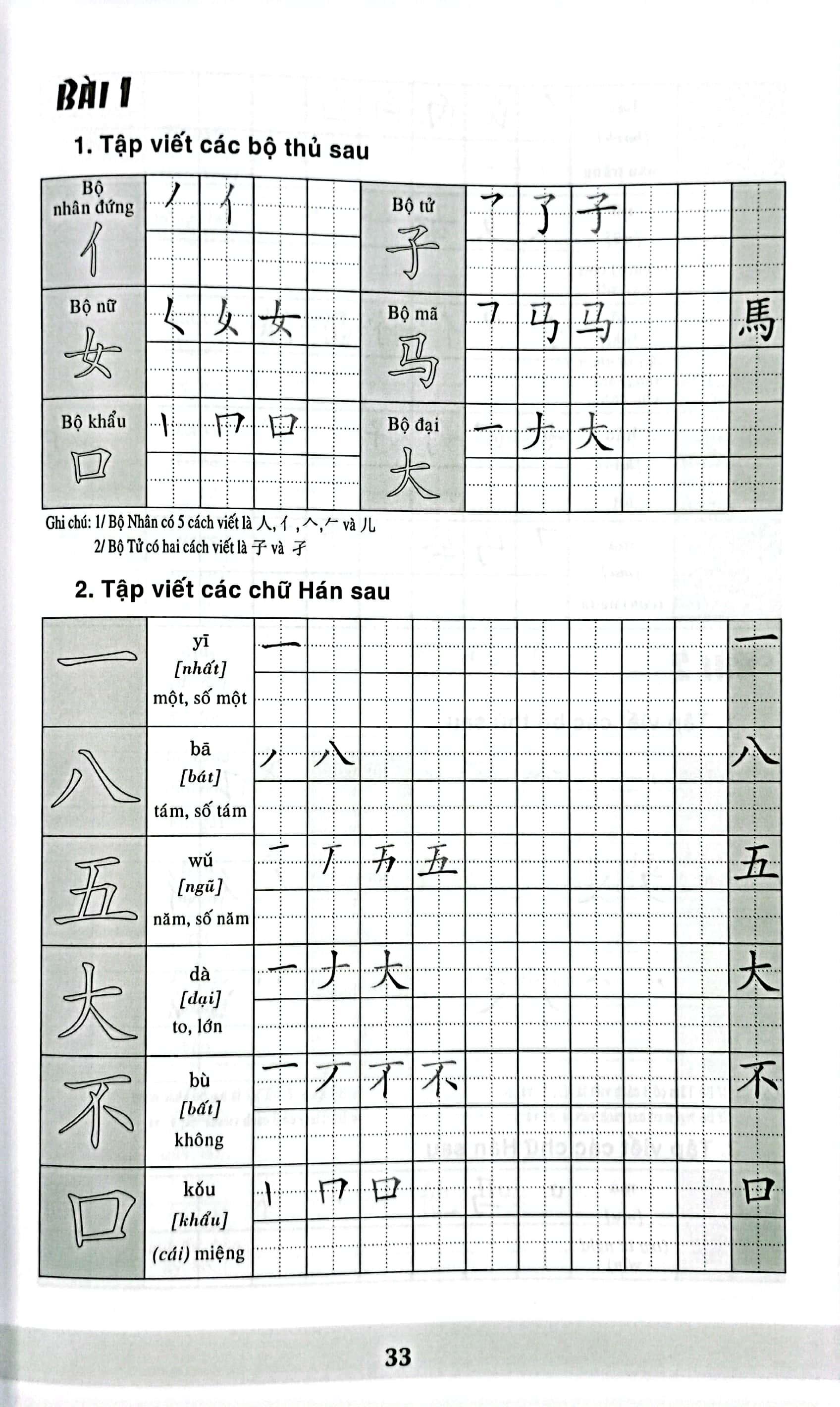 Tập Viết Chữ Hán Dùng Với Bộ Giáo Trình Hán Ngữ