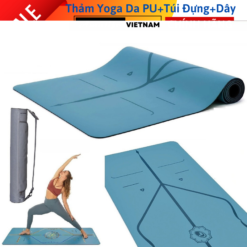 Thảm Tập Yoga Định Tuyến Da Pu Cao Cấp Amalife Túi Đựng Thảm Tập Yoga Định Tuyến Dây Buộc Thảm Tập Yoga Định Tuyến - Xanh Dương
