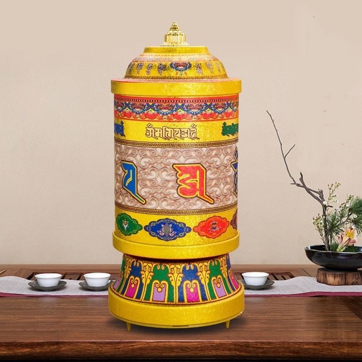 Kinh luân quay tự động bằng điện - Bánh xe cầu nguyện có 41 bài hát có sẵn cao 30cm