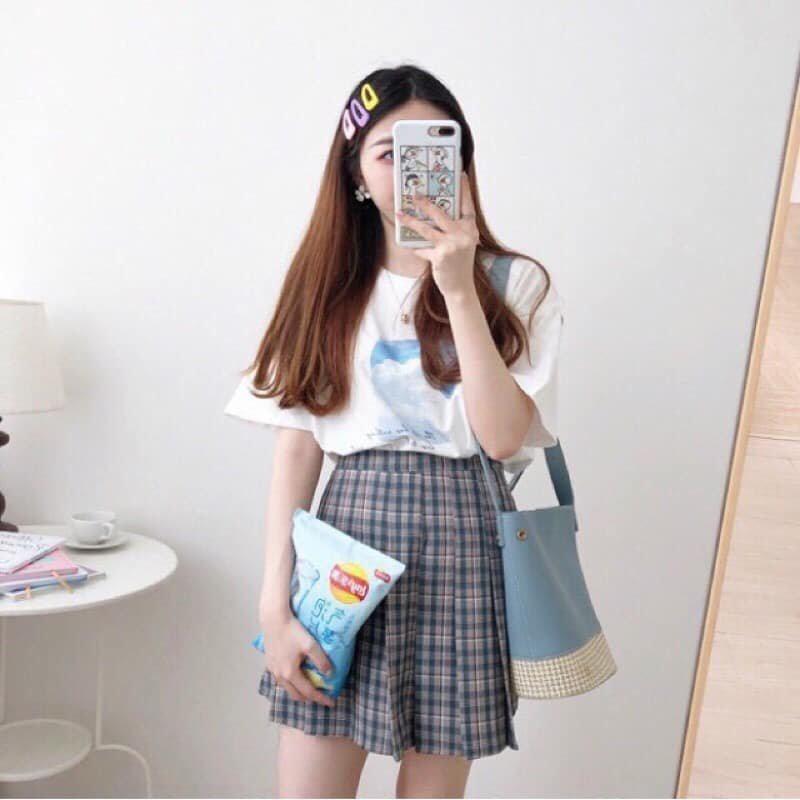 Set nỉ sweater kèm chân váy Nữ -Bộ màu nude basic xinh xắn, dễ thương phong cách hàn quốc Ullzang
