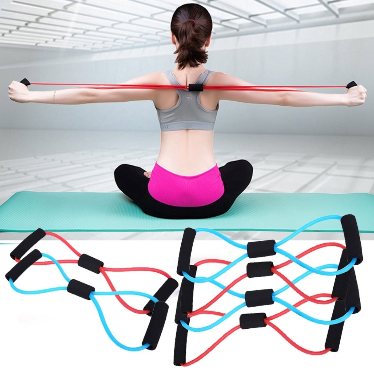Dây cao su đàn hồi hỗ trợ các động tác tập yoga, gym, dụng cụ tập thể hình đa năng màu ngẫu nhiên