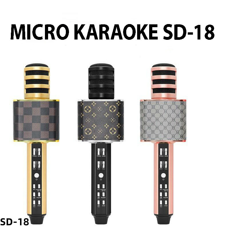 Mic Hát không dây Karaoke Floveme - SD18 Kèm Loa Bluetooth, Âm Thanh To, Trầm Ấm, Mic Bắt Giọng, Kết Nối Nhanh, Bass lớn - Hàng chính hãng