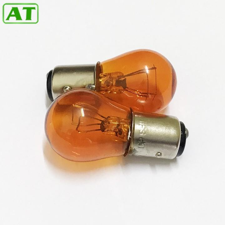 Combo 2 Bóng Đèn Xi Nhan Ô Tô Màu Vàng 2 Tóc 12V 21/6W hoặc 24V 21/6W Đui Cài