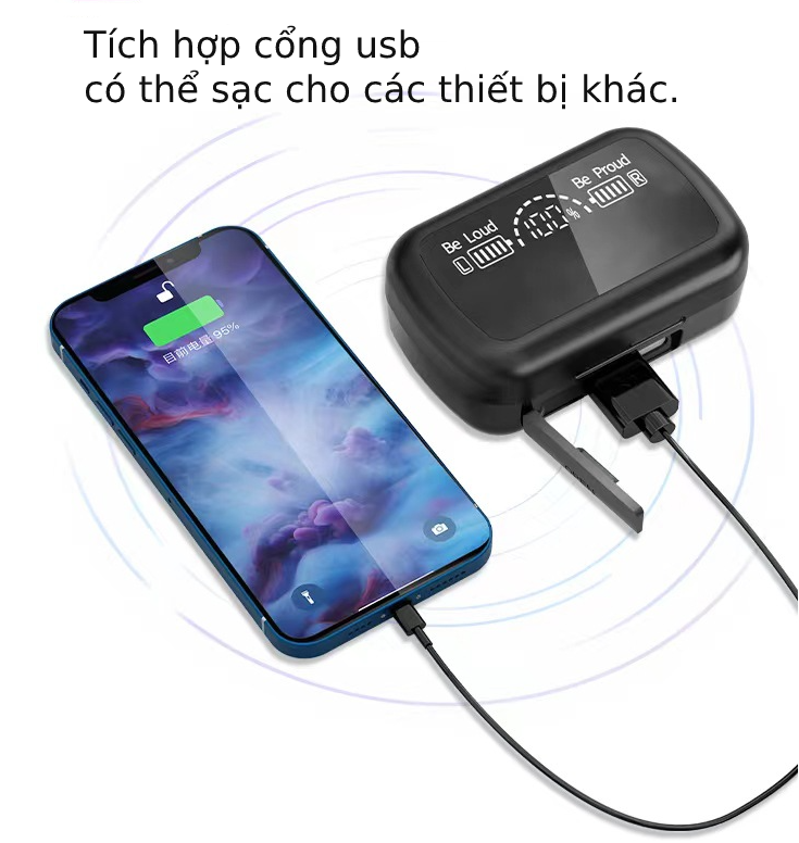 Tai nghe Bluetooth Sky 10 Mặt Gương Bluetooth mới V5.3 Pin 8h Nút Cảm Ứng Thông Minh, Chống Nước Chống Ồn - Hàng Chính Hãng