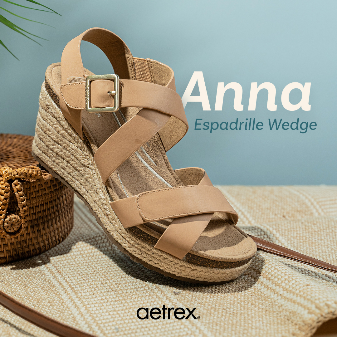 Sandal cao gót sức khỏe nữ Aetrex Anna Sand - Giày đế xuồng gót cao 8p, đệm nâng vòm, mềm nhẹ