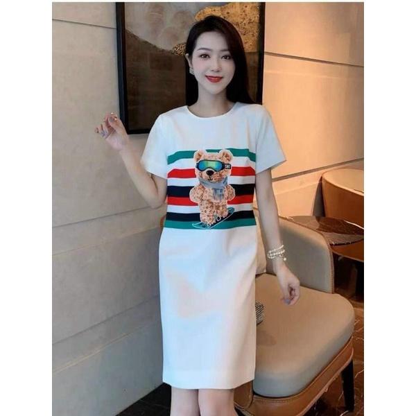 HÀNG NHẬP - ĐẦM SUÔNG LỤA HT GẤU PHỐI SỌC MÀU
