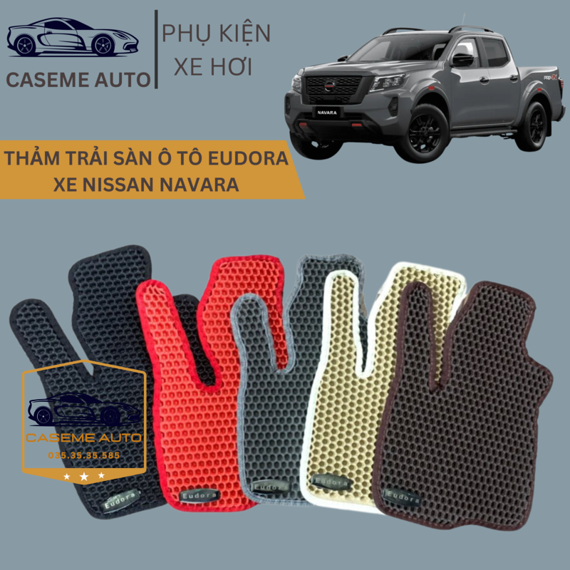 [NISSAN NAVARA] Thảm Trải Sàn, Lót Sàn Ô Tô Cao Su Eudora CloudFoam Thiết Kế Theo Xe Dành Cho Xe NISSAN NAVARA, Chống Nước, Không Mùi, Ngăn Bụi Bẩn, Dễ Vệ Sinh - Hàng Chính Hãng