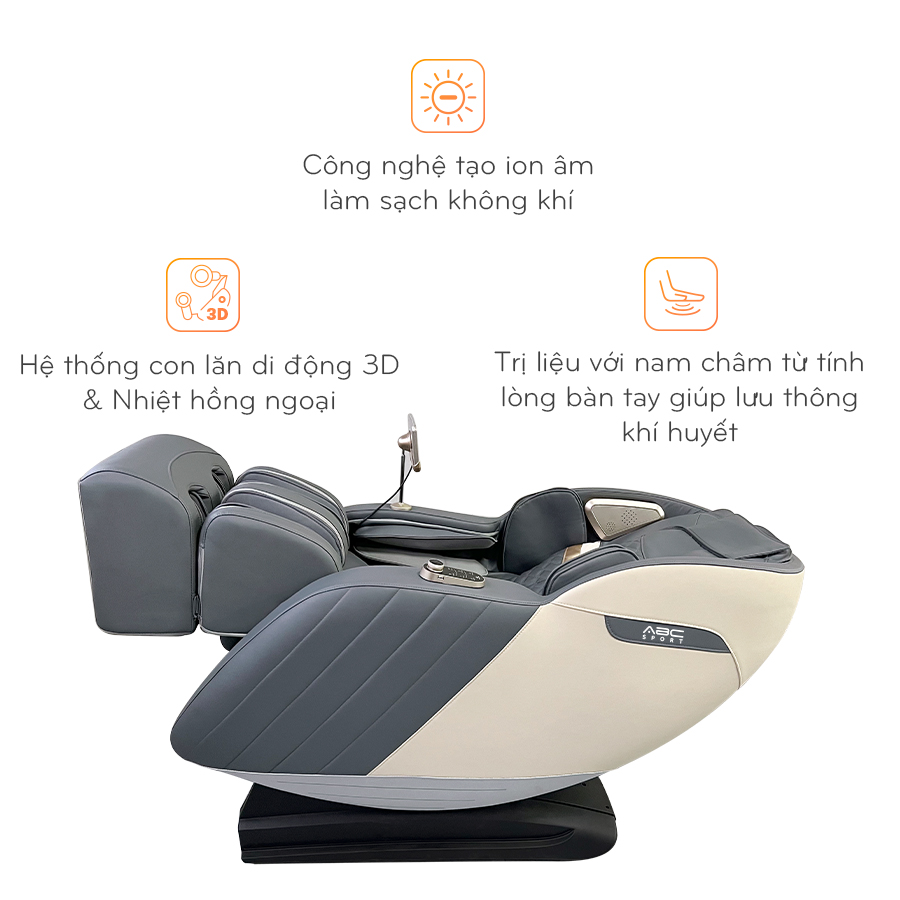 Ghế massage ABCSPORT toàn thân A31 con lăn 3D tính năng mới với con lăn massage bắp chân hỗ trợ đã thông máu huyết