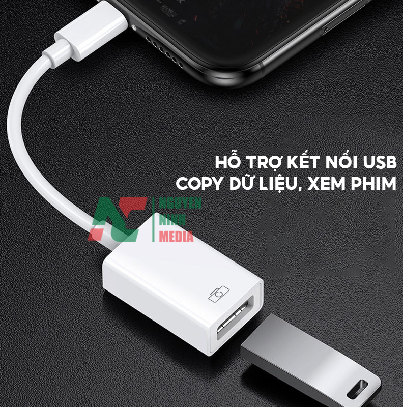 Jack OTG Dành Cho iPhone, iPad Earldom ET-OT48 - Hỗ Trợ Cắm Phím, Chuột, USB , Mic - Hàng Chính Hãng