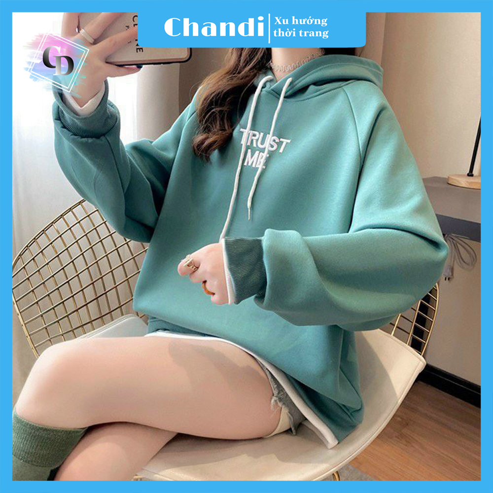 Áo khoác nữ hoodie , mẫu mới thu đông Chandi Kèm Ảnh Thật 2021 HD11
