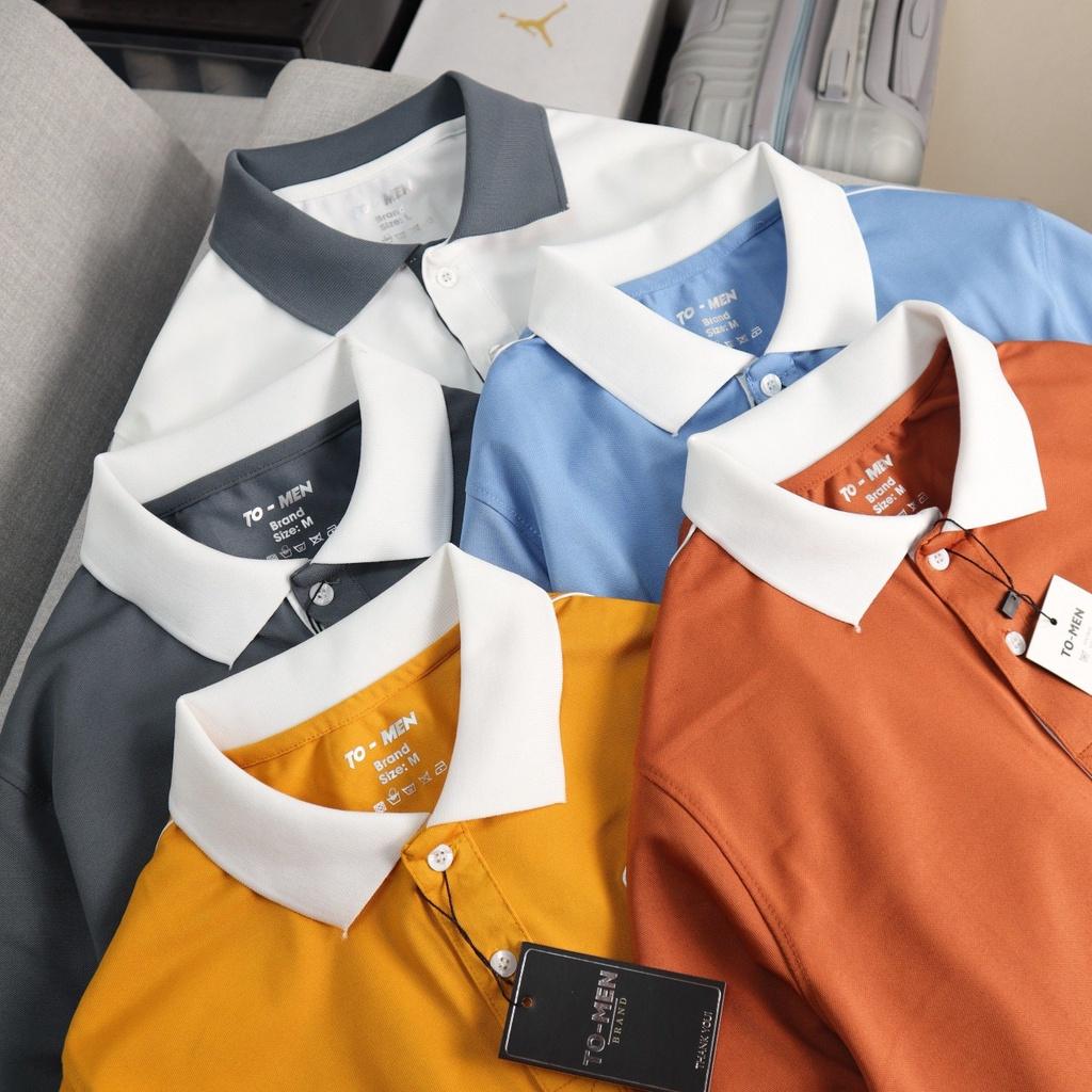Áo thun polo nam đẹp cổ trụ bẻ, phối màu đơn giản, sang trọng, vải cá sấu cotton thoáng mát thêu chữ - MSAT02