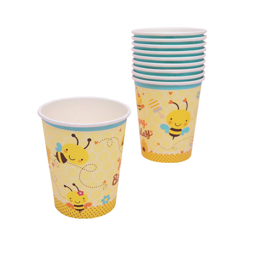 Pack of 10pcs Honeybee Paper Disposable Cups Party Tableware Baby Shower