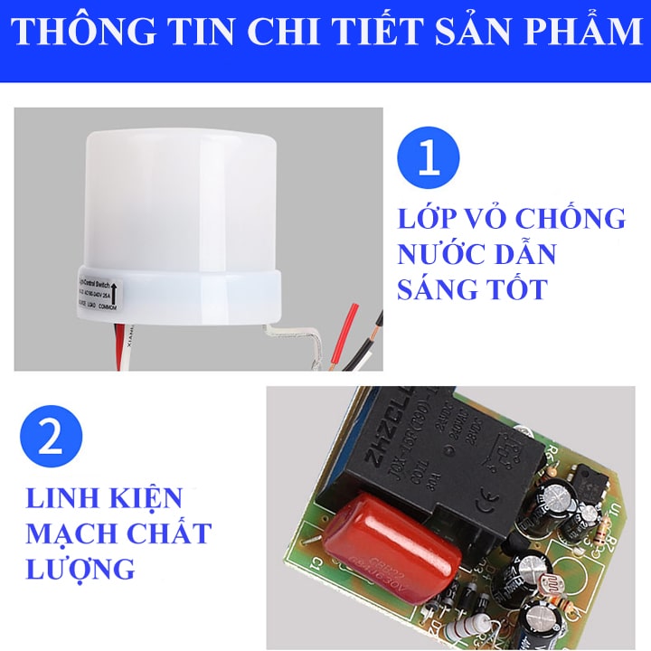 Công tắc cảm biến ánh sáng ngoài trời công suất lớn AS23 Tải 25A