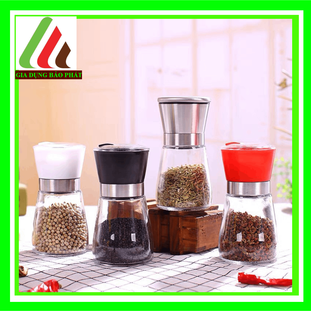Dụng cụ xay tiêu, xay hạt khô đa năng bằng thủy tinh mini cầm tay thiết kế tiện dụng