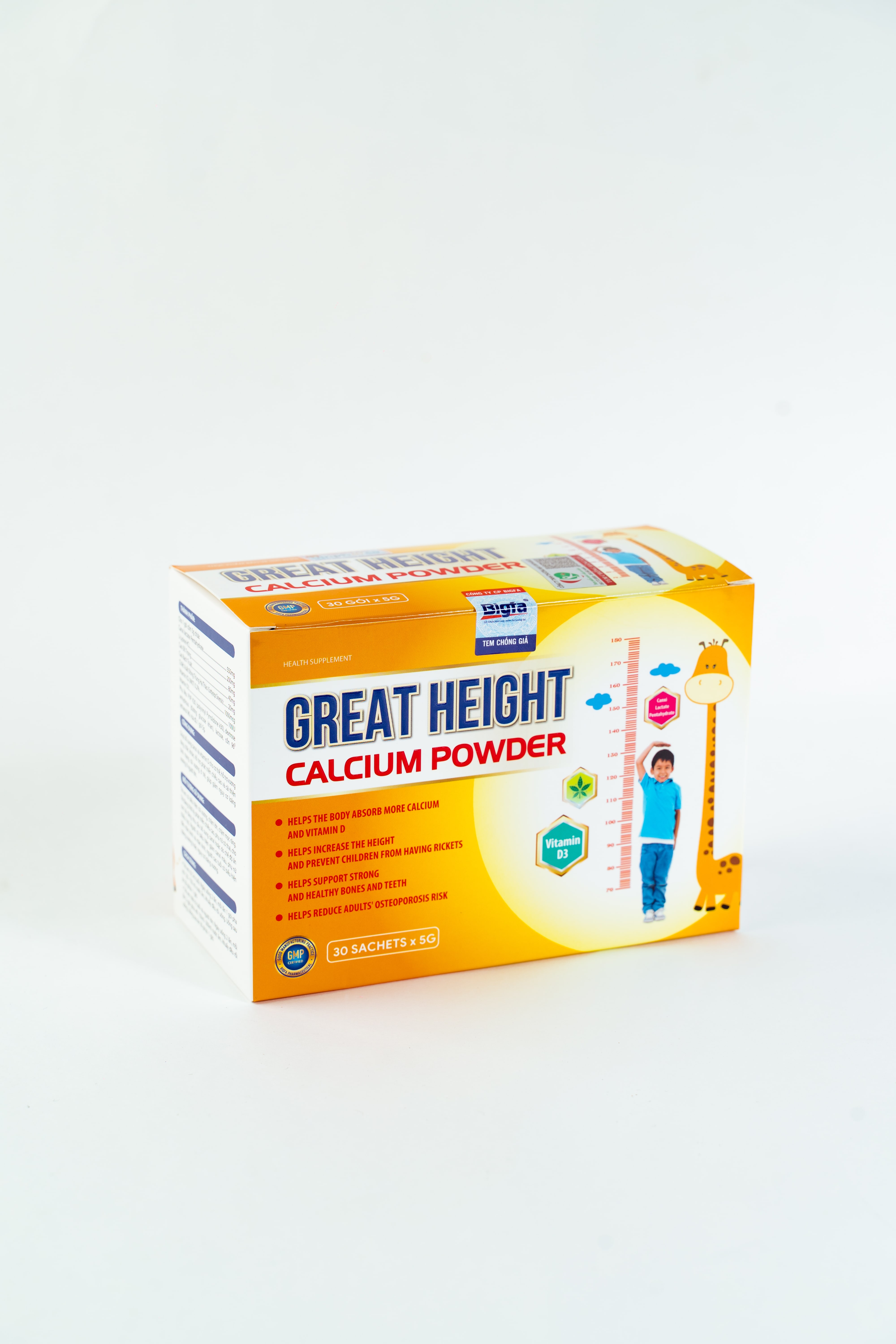 Cốm hỗ trợ tăng chiều cao Great Height Calcium Powder - Hộp 30 gói x 5g