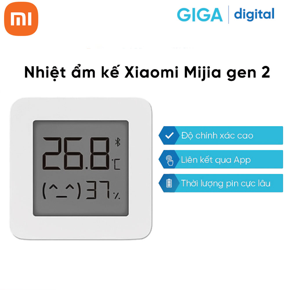 Nhiệt ẩm kế Xiaomi Mijia gen 2 (Mi Temperature and Humidity Monitor 2) - NUN4126GL - Bluetooth - Hàng Chính hãng