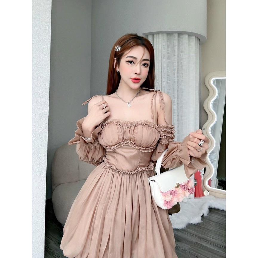 VÁY ĐI CHƠI, VÁY ĐI TIỆC, VÁY CÚP NGỰC TRỄ VAI 2S DÁNG BÍ XÒE CÓ LỚP LÓT CỰC XINH IU