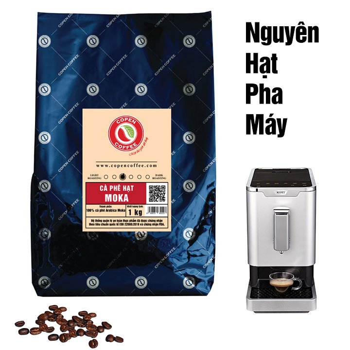 Cà phê hạt Copen coffee Moka 1kg (Hạt Rang Mộc)