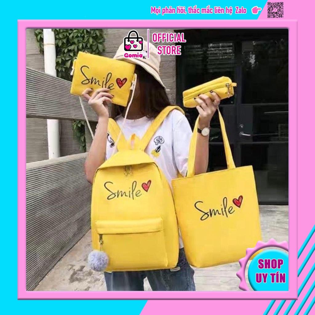 Balo SMILE túi tote ví bóp viết style Hàn Quốc phù hợp đi học đi chơi du lịch giá rẻ GOMIA BLS5091