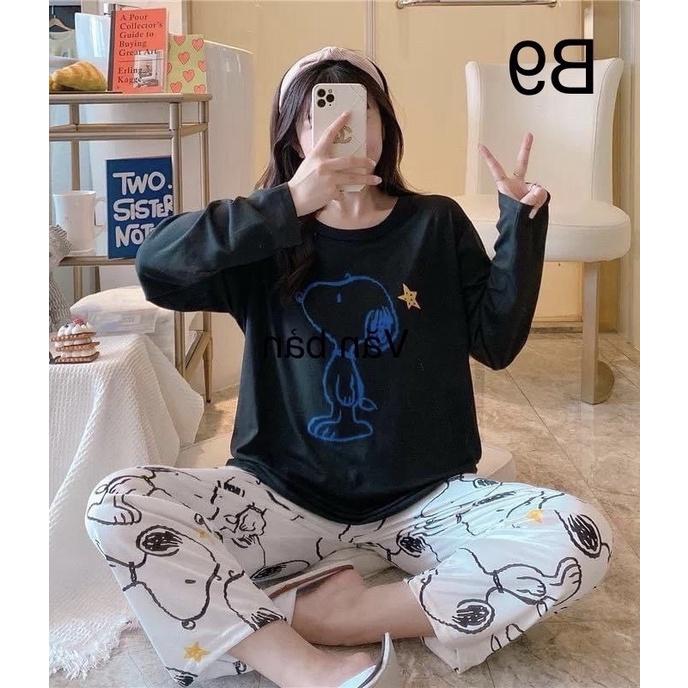 Đồ ngủ nữ, đồ bộ mặc nhà Quảng Châu, thun cotton thoáng mát, hoạ tiết hoạt hình dễ thương