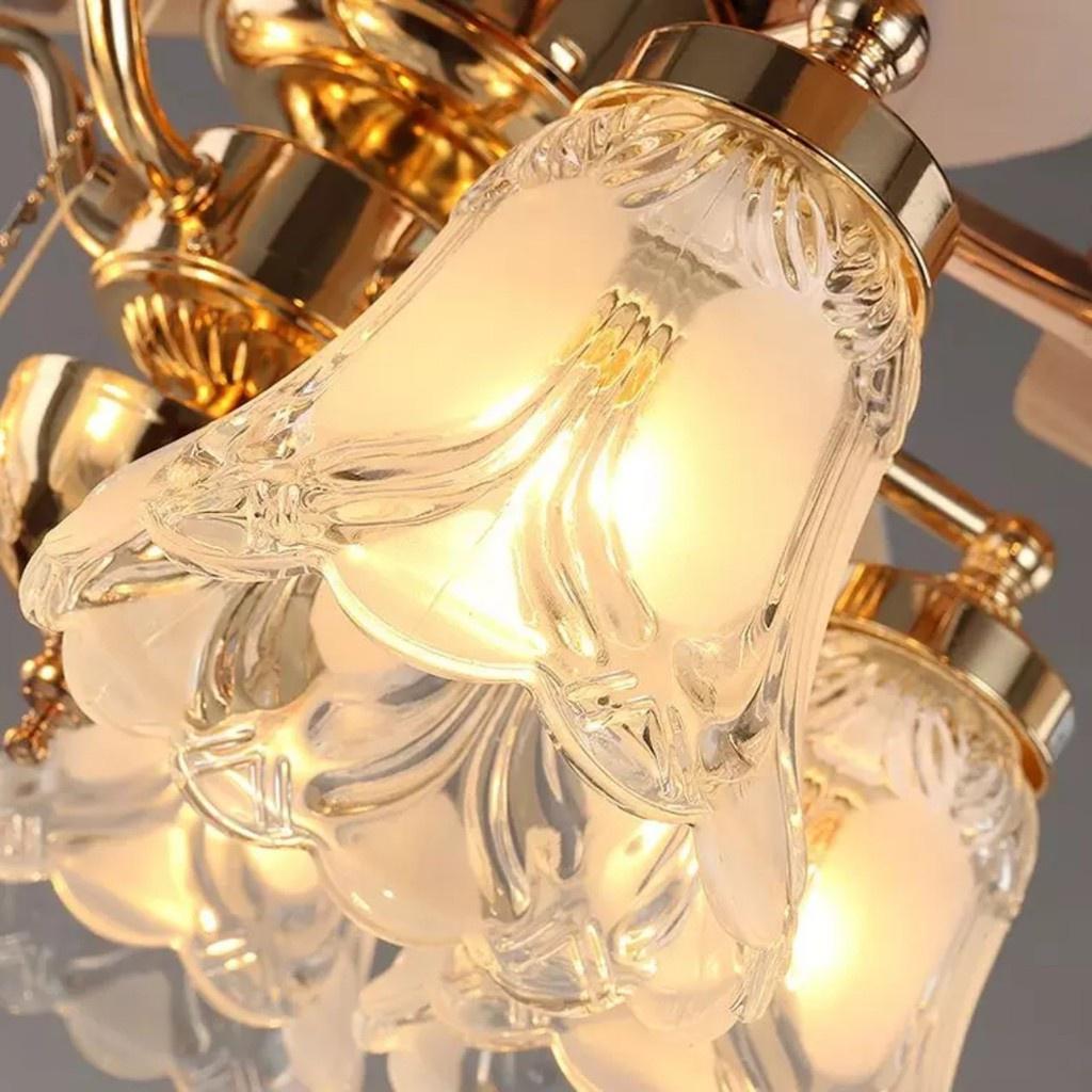 Quạt Trần Đèn Chùm 5 Cánh Tân Cổ Điển,Điều Khiển Từ Xa,Tặng Kèm Bóng Tiết Kiệm Điện