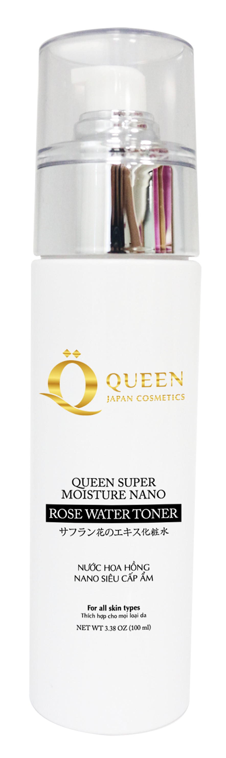 Rose water toner nước hoa hồng nano siêu cấp ẩm đến 72h Queen Japan Cosmestics