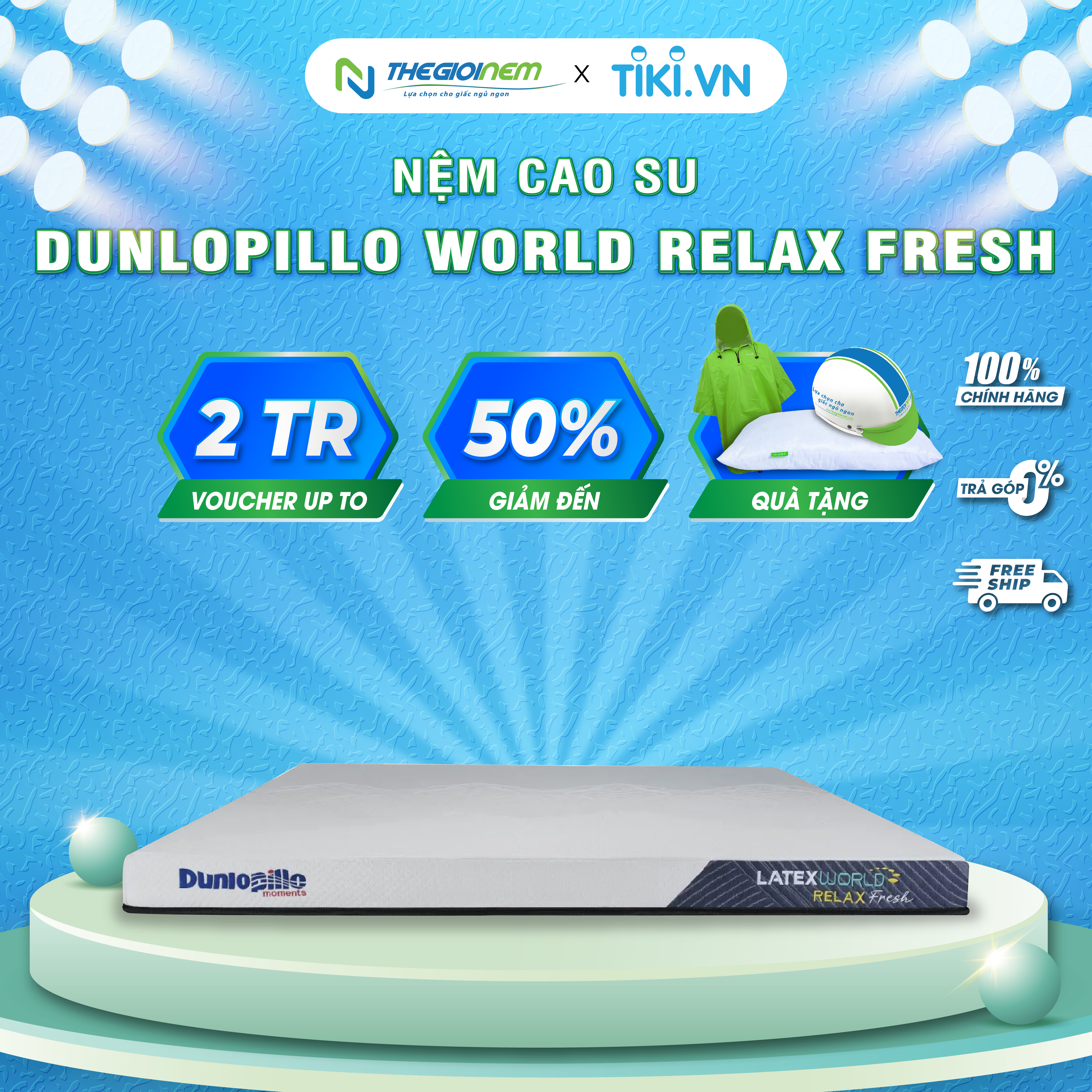Nệm cao su Dunlopillo World Relax Fresh 10cm
