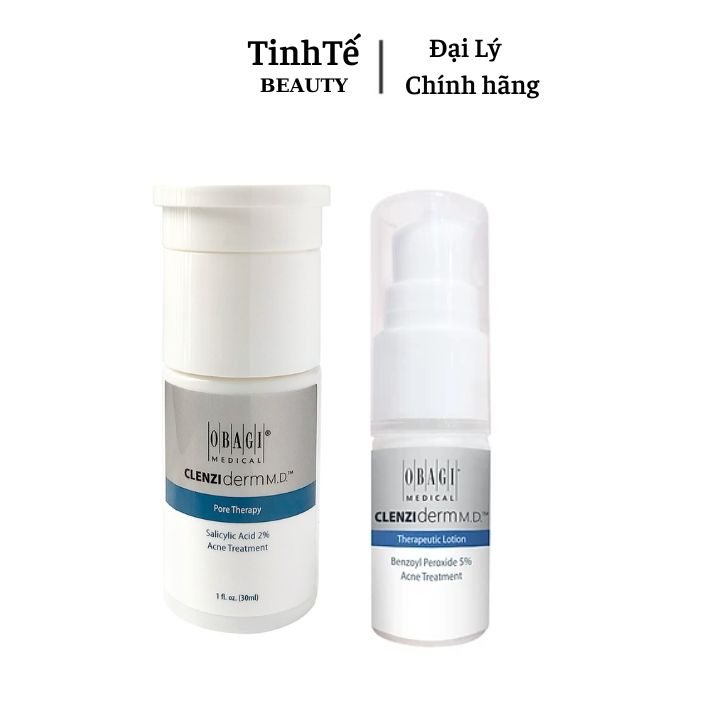 Combo Minisize sản phẩm hỗ trợ giảm mụn Obagi benzol 5% và Obagi Clenziderm Pore 2% BHA