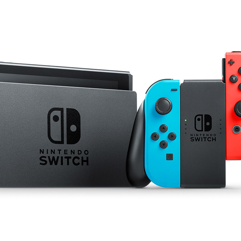 COMBO Máy chơi Game Nintendo Switch With Neon Blue Red Joy-Con Tặng Kèm Thẻ Game Mario Odyssey - Hàng Nhập Khẩu