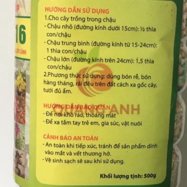 Phân tan chậm NPK tổng hợp 16-16-16 chuyên dùng cho hoa, cây cảnh chai 500g