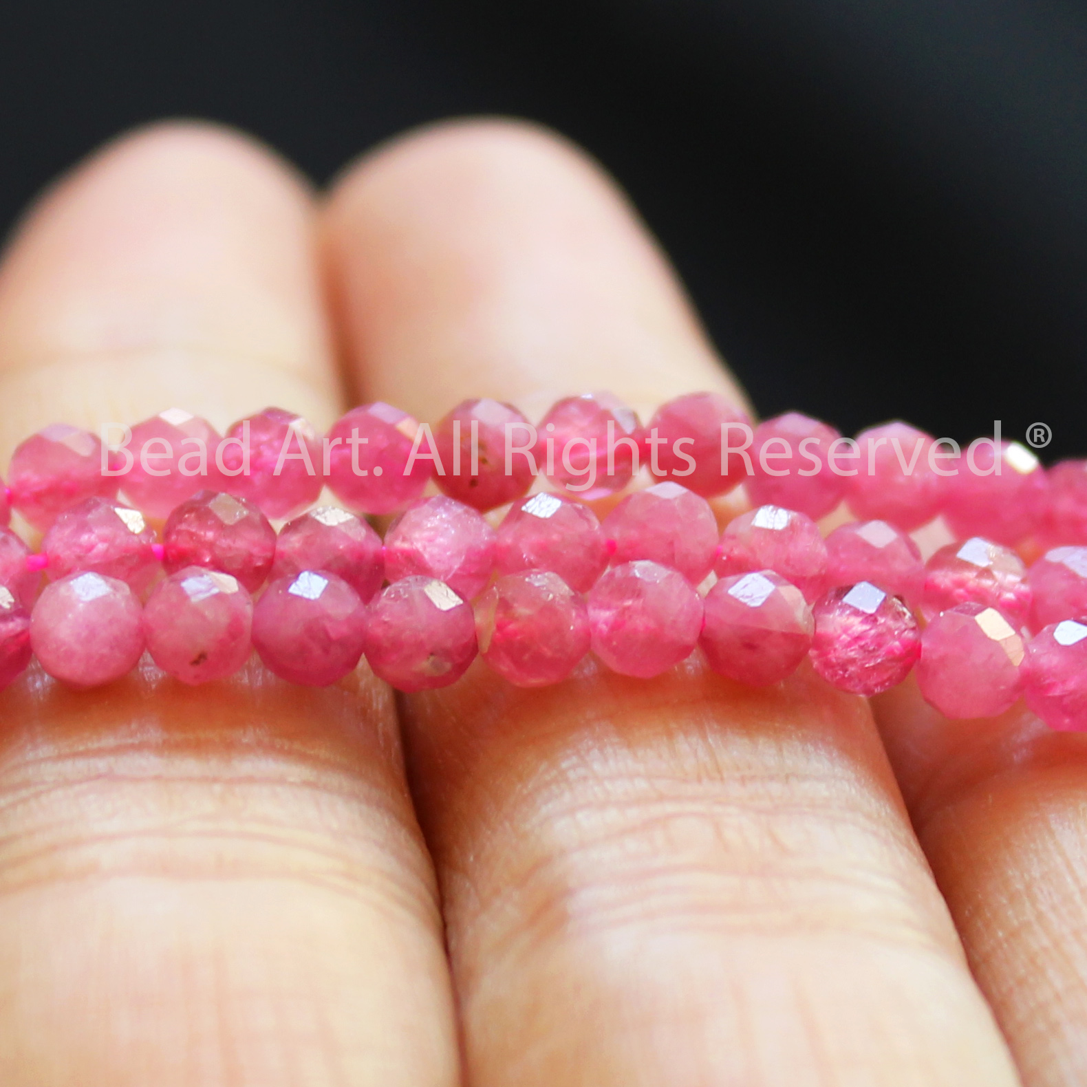 3MM Đá Tourmaline Hồng Giác Cắt Thiên Nhiên Size Mini, Mệnh Hoả, Thổ, Phối Vòng Tay Phong Thuỷ, Trang Sức, Chuỗi Hạt - Bead Art