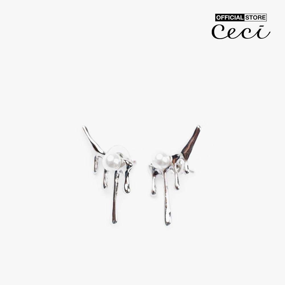 CECI - Khuyên tai nữ xỏ lỗ kiểu dáng độc đáo phối đính ngọc trai CC1-09000108-07