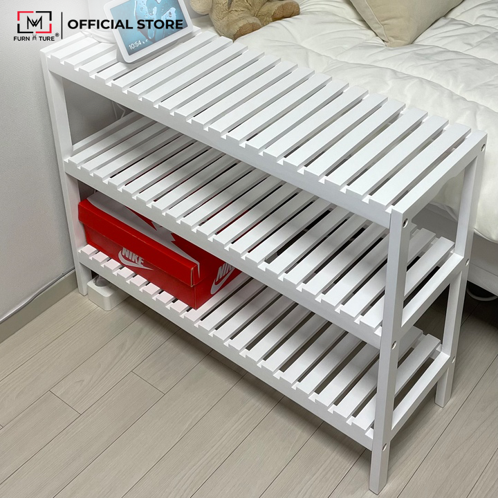 KỆ GIÀY GỖ/ KỆ TRANG TRÍ LẮP RÁP HÀN QUỐC ĐA NĂNG 3 TẦNG - BENCH 3F 800  WHITE