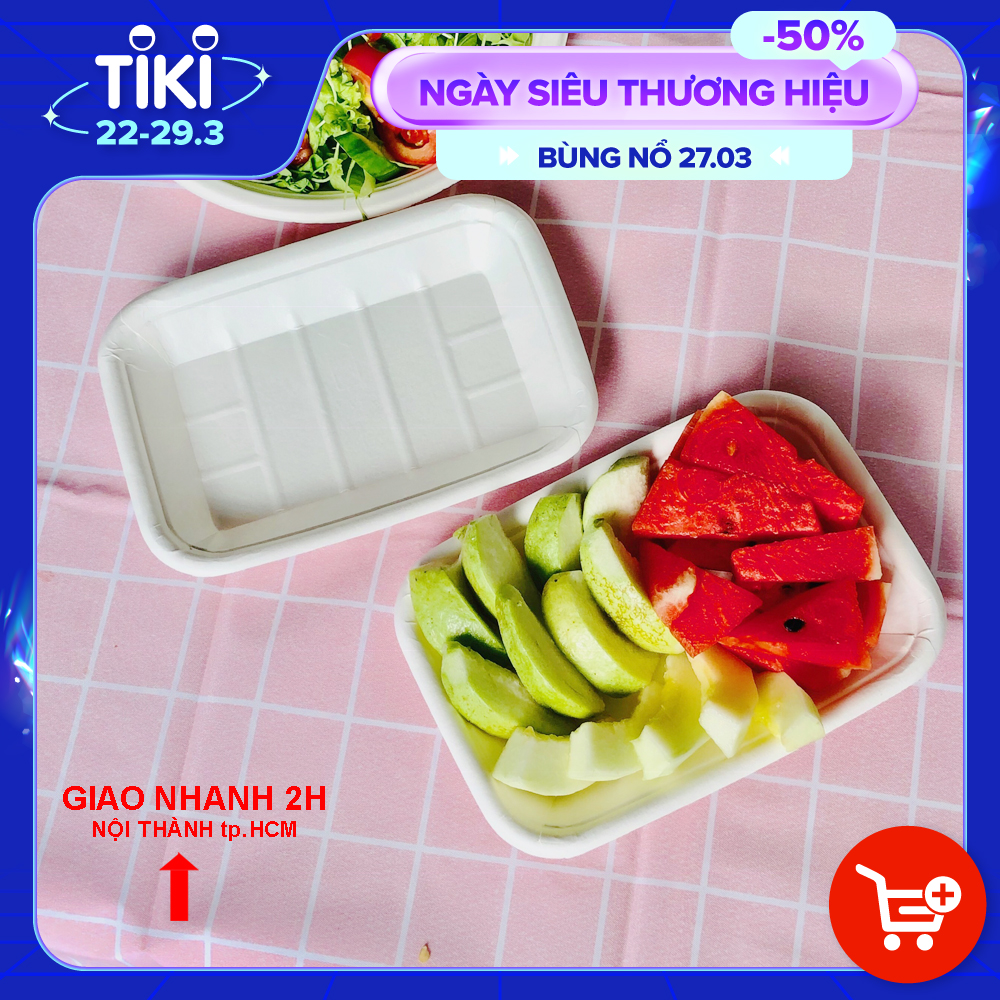 Combo 50 Khay(Dĩa) Giấy FEST CHOICE FOOD TRAY 5.8 Inches THÁI LAN Hàng Nhập Khẩu Cao Cấp, Giấy Nguyên Chất, Sử Dụng Tốt Với Thức Ăn Nóng - CHÍNH HÃNG F017 ( Tặng Móc Khóa KETILO)