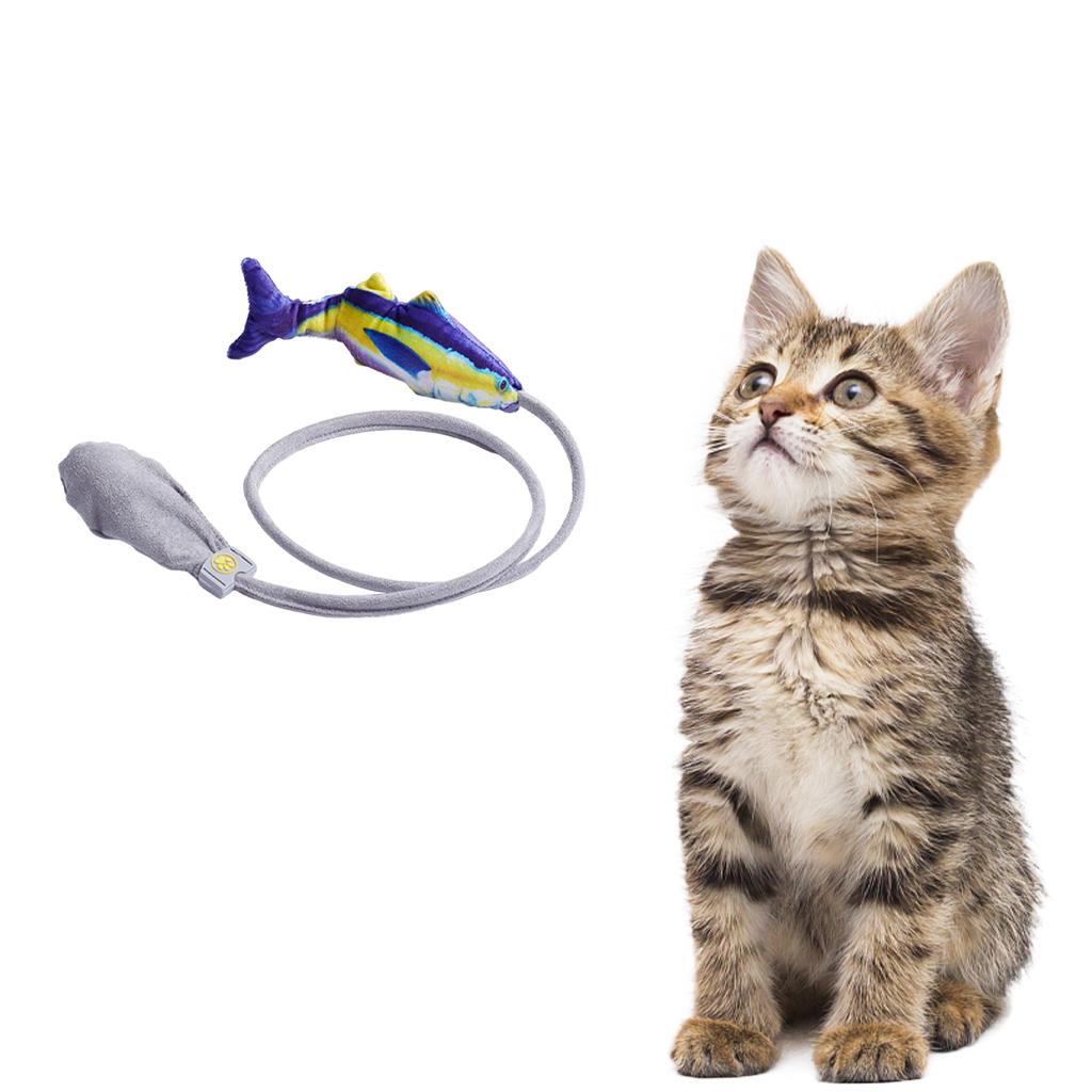 Moving Fish Cat Toy Realistic Interactive Flopping Fish Cat Kicker Catnip Toys for Indoor Cats Pets Kitten Manual Control Wagging Fish