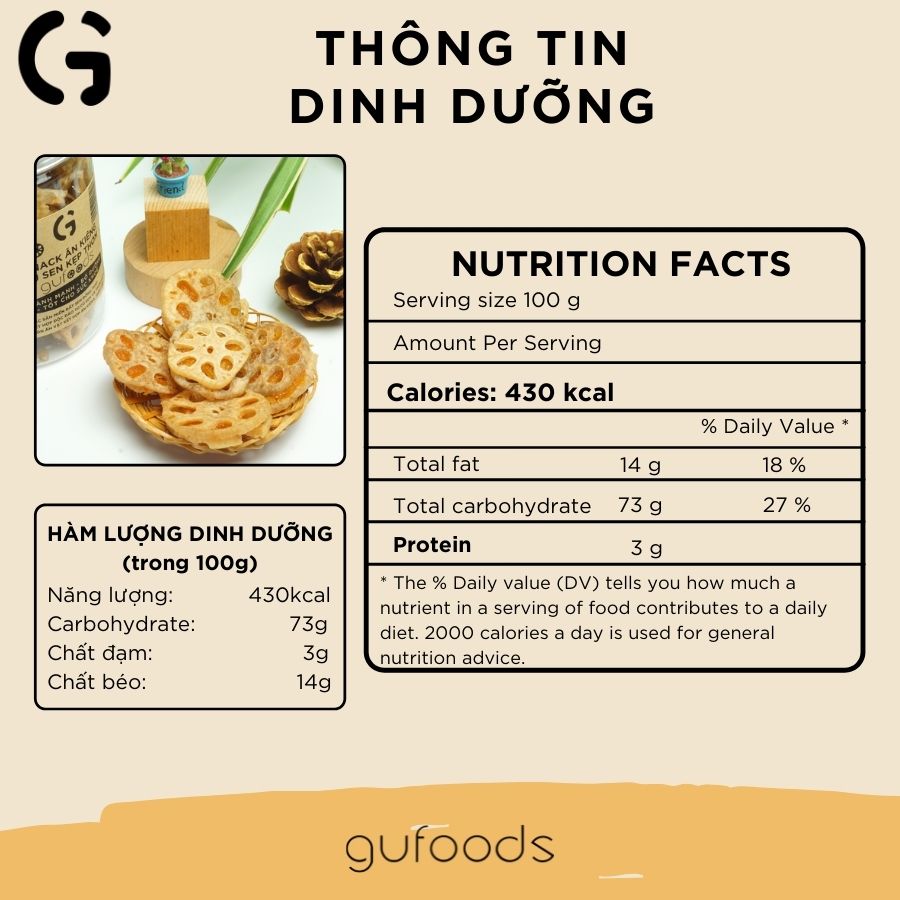 Bánh ăn kiêng củ sen kẹp thơm GUfoods - Lành mạnh, bổ dưỡng, tốt cho sức khoẻ - Bánh kẹo Tết - Quà Tết