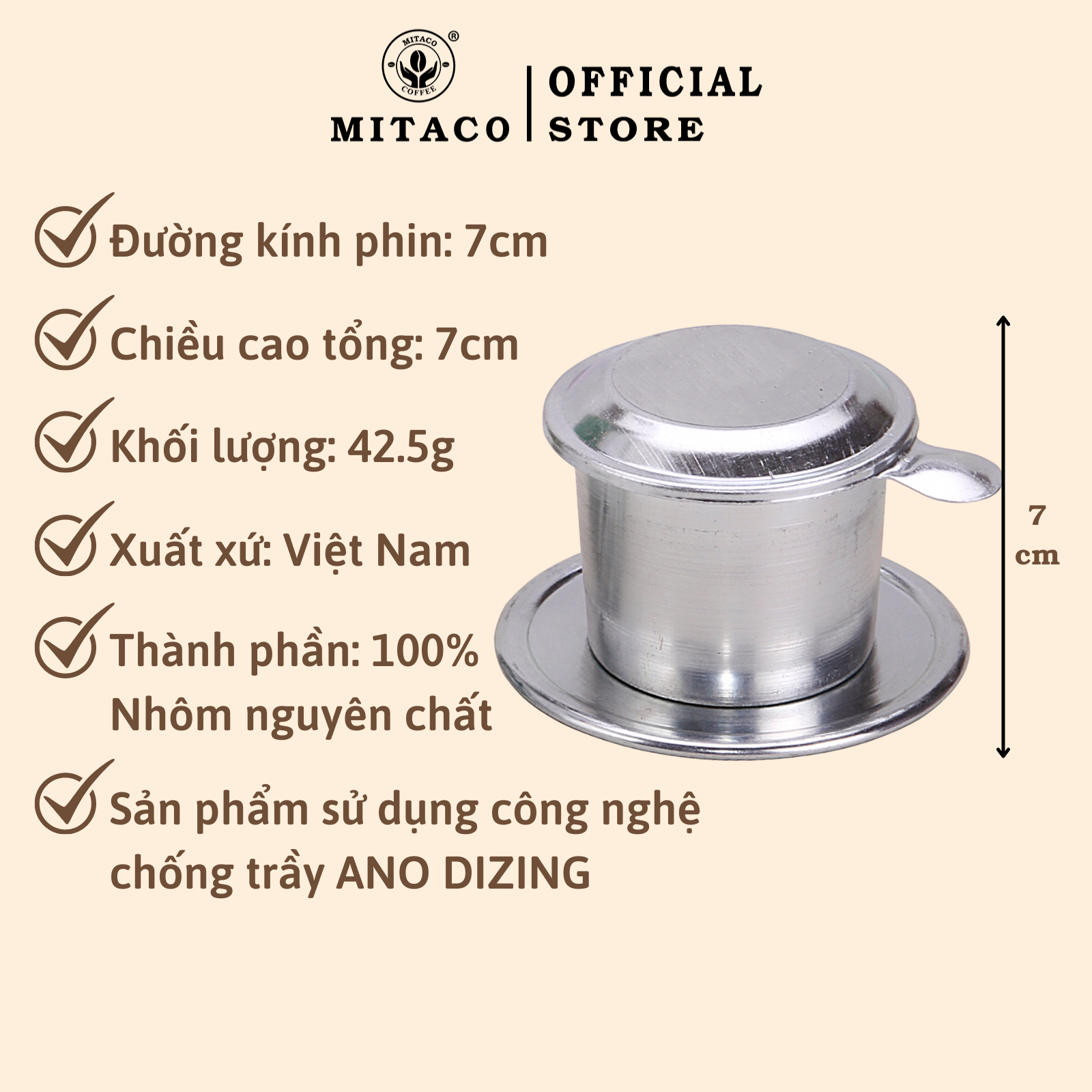 Phin Cà Phê Nhôm Cao Cấp MITACO COFFEE