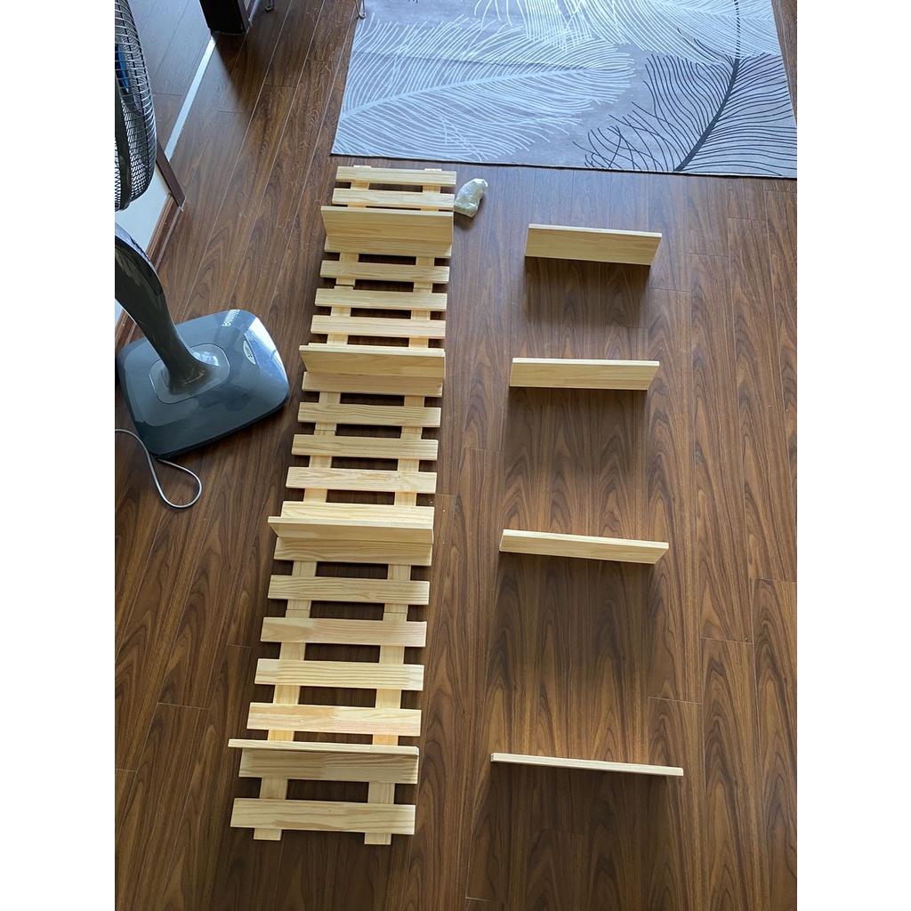 Kệ treo tường giá treo cây cảnh mini ngoài trời trang trí nhà cửa ban công chung cư 200x40 cm và 8 thanh ngang kết hợp